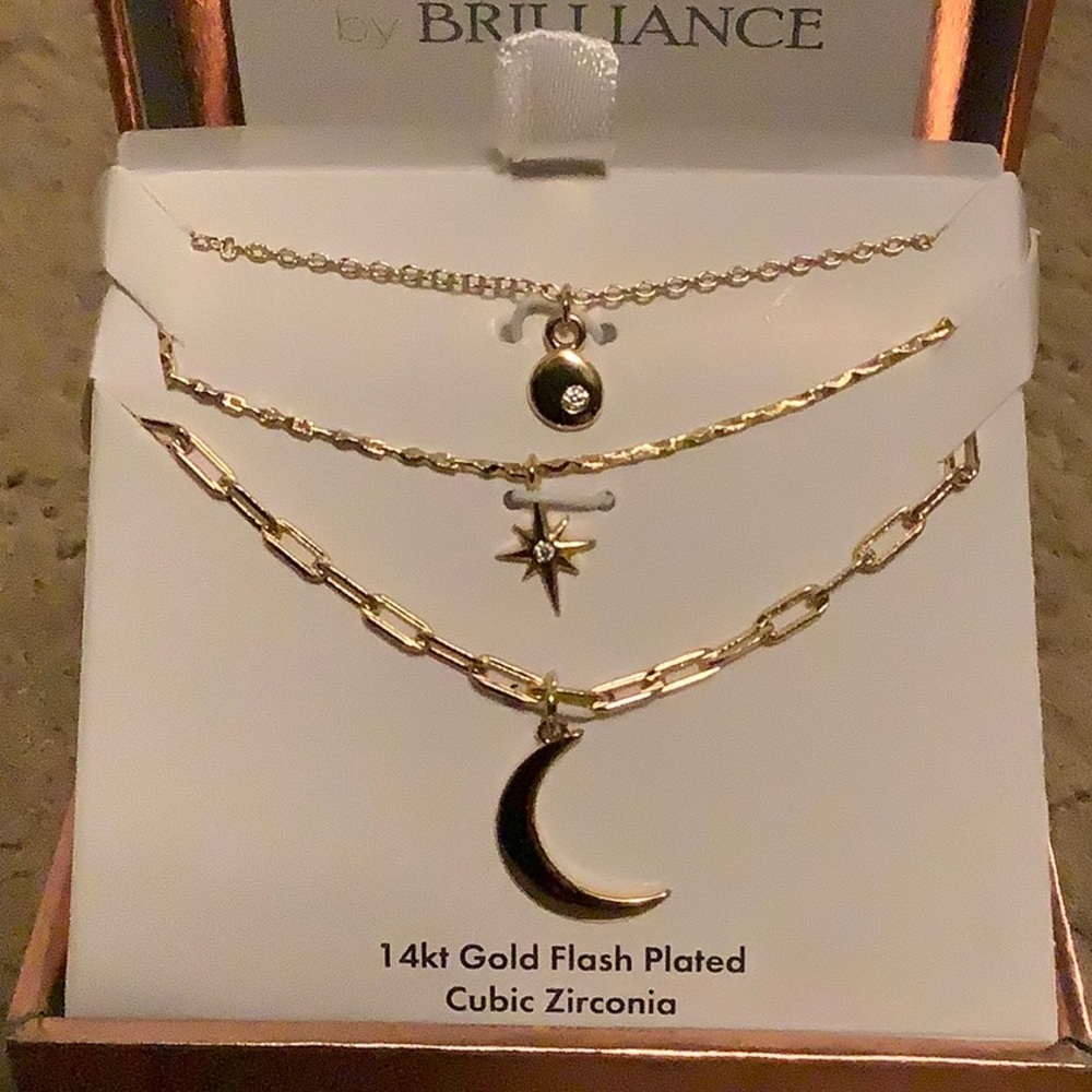 Believe by Brilliance 14KG Cubic Zirconia Necklace Set of Three NEW